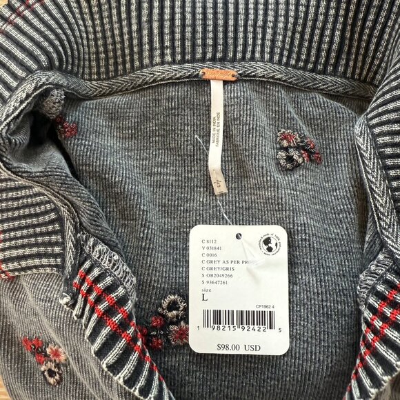 Free People Alana Embroidered Henley – Size L - Picture 8 of 8